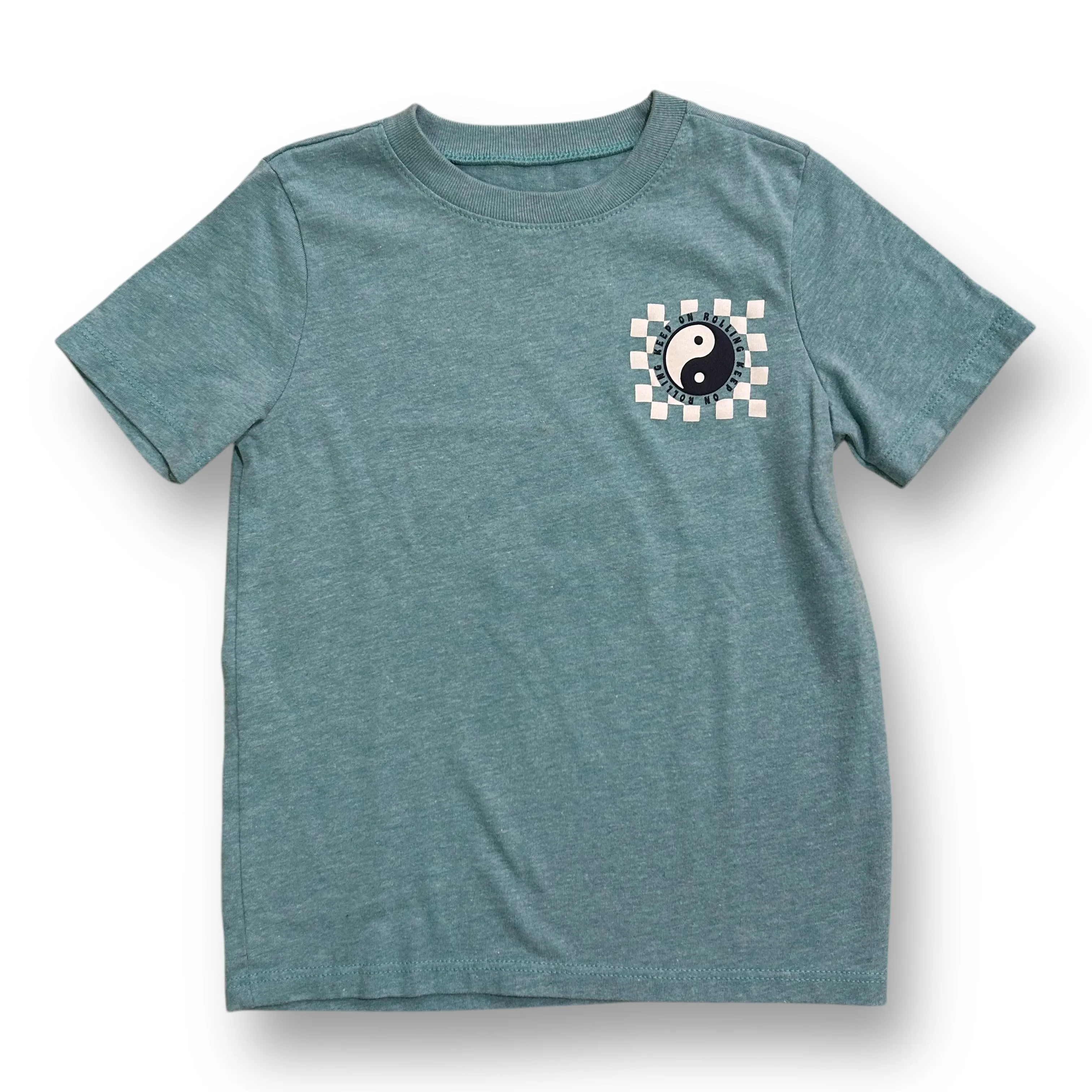 Boys Size 4T Aqua Blue Keep On Rolling Short Sleeve Tee
