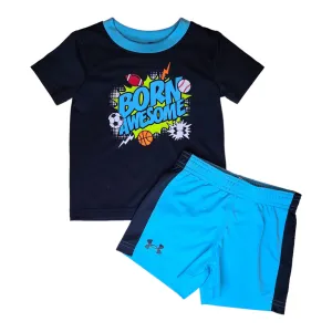 Boys Under Armour Size 12 Months Black/Blue 2-Pc Athletic Outfit
