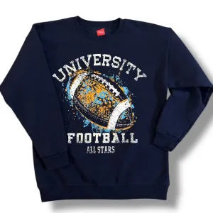 Boys University Football All Stars Size 12 Youth Navy Pullover Sweatshirt