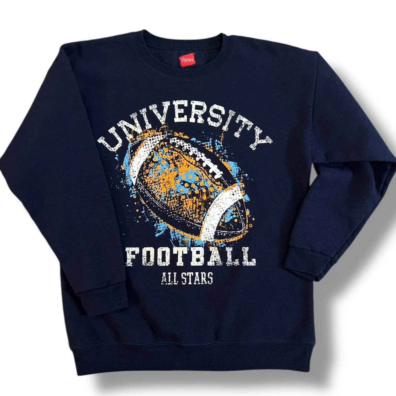 Boys University Football All Stars Size 12 Youth Navy Pullover Sweatshirt