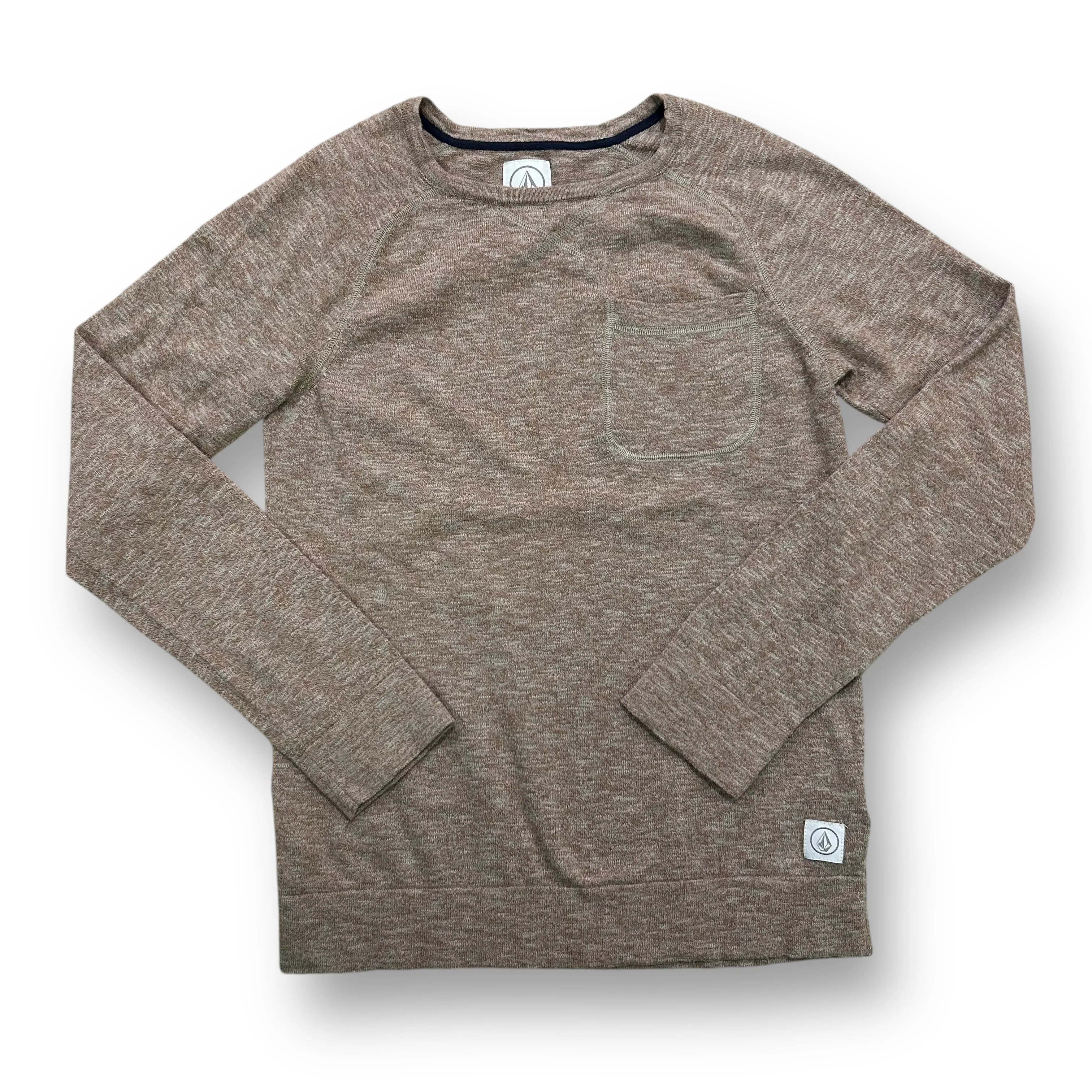 Boys Volcom Size 10/12 Youth Light Brown Knit Pullover Shirt