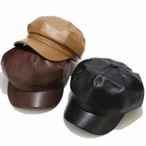 Bret Casquette Gavroche Femme CUIR
