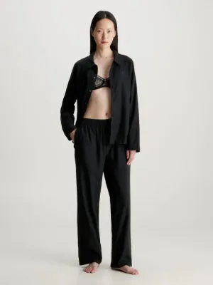 Calvin Klein L/S PANT SET UB1 Womens Pyjamas Black