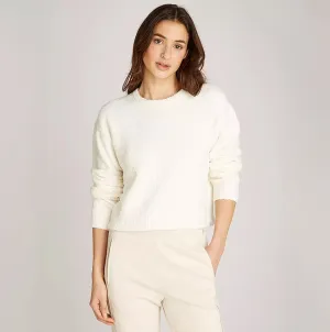 Calvin Klein PLUSH SWEATER Womens Crew Pullover Ivory