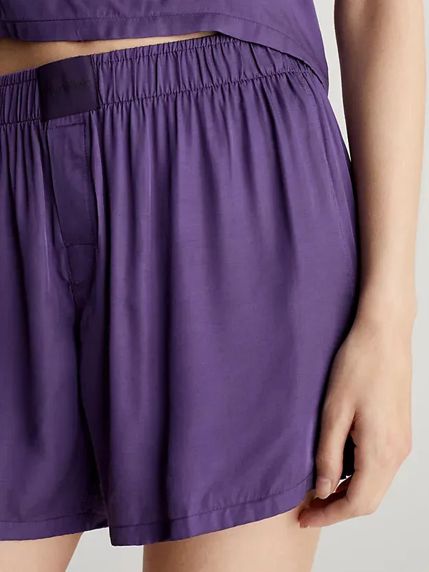 Calvin Klein PURE SHEEN Cami and Shorts Pyjama Set Womens Purple Plumeria