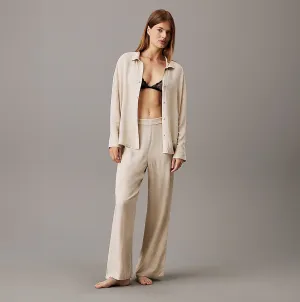 Calvin Klein WOVEN VISCOSE Womens Button Down Pants Diamond Logo/Cocoon