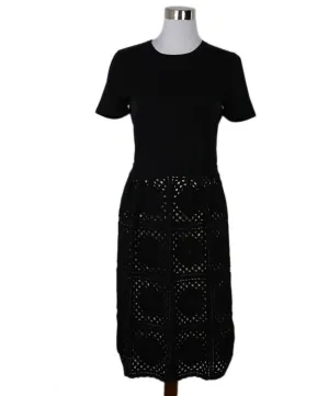 Carolina Herrera Black Wool Crochette Dress sz 4