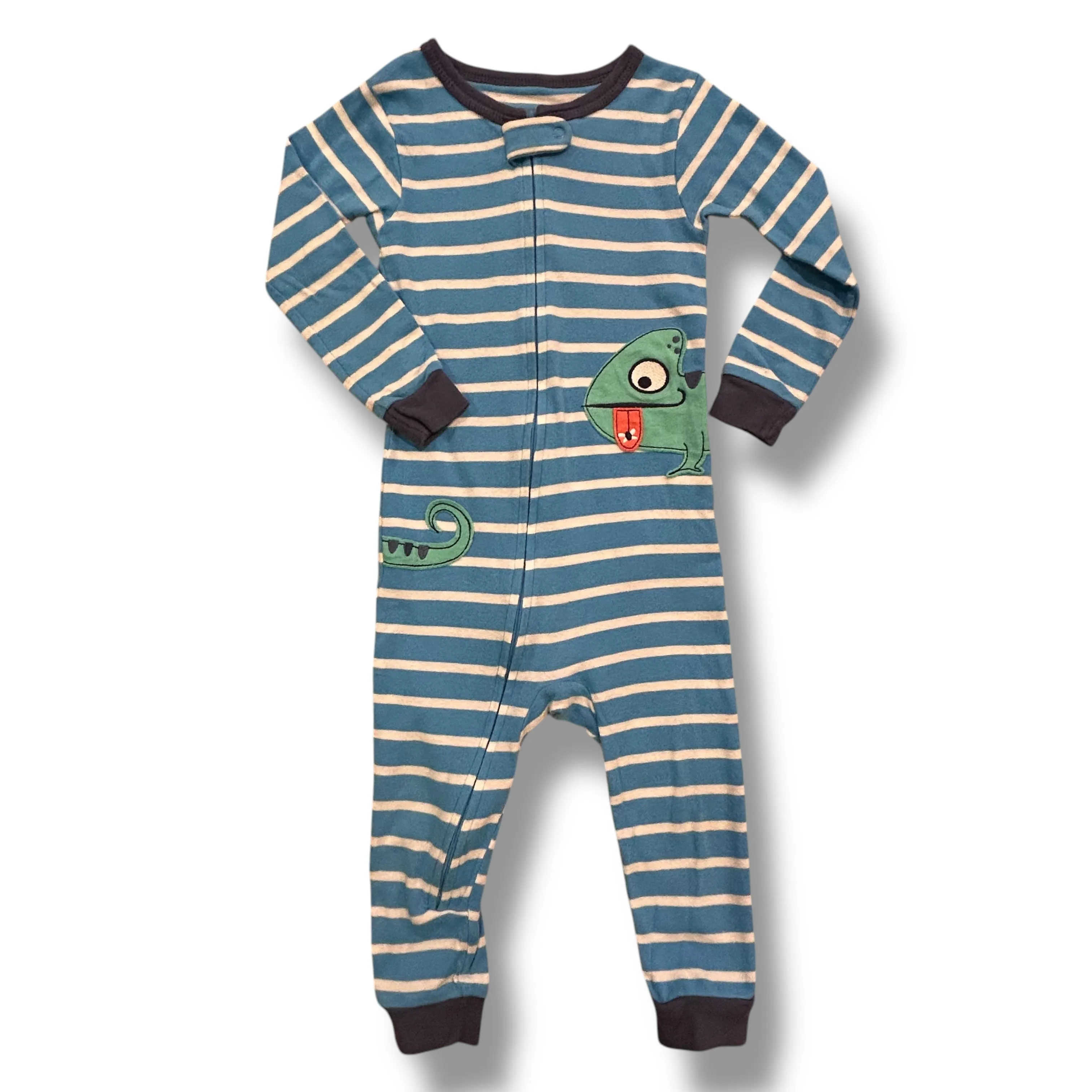 Carter's Boys Size 24 Months Blue Striped Full Zip Footless Pajamas