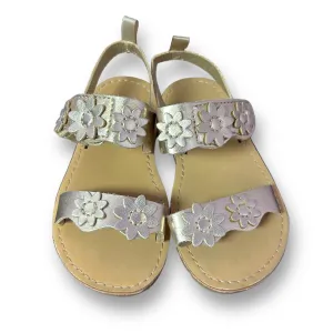Carter's Easy On Toddler Girl Size 6 Gold Sandals with Flower Accents