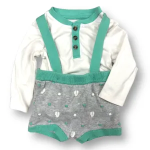 Cat & Jack Boys Size 12 Months Outfit Overall Shorts with Henley Bodysuit