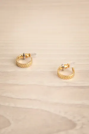 Cavalier Gold | Hoop Earrings w/ Herringbone Pattern