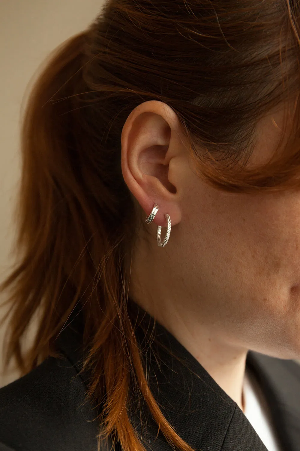 Cavalier Gold | Hoop Earrings w/ Herringbone Pattern