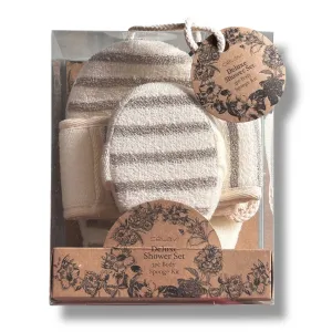 Celavi Deluxe Shower 3Pc Gift Set: Body Sponge, Back Scrub, and Exfoliating Mitt