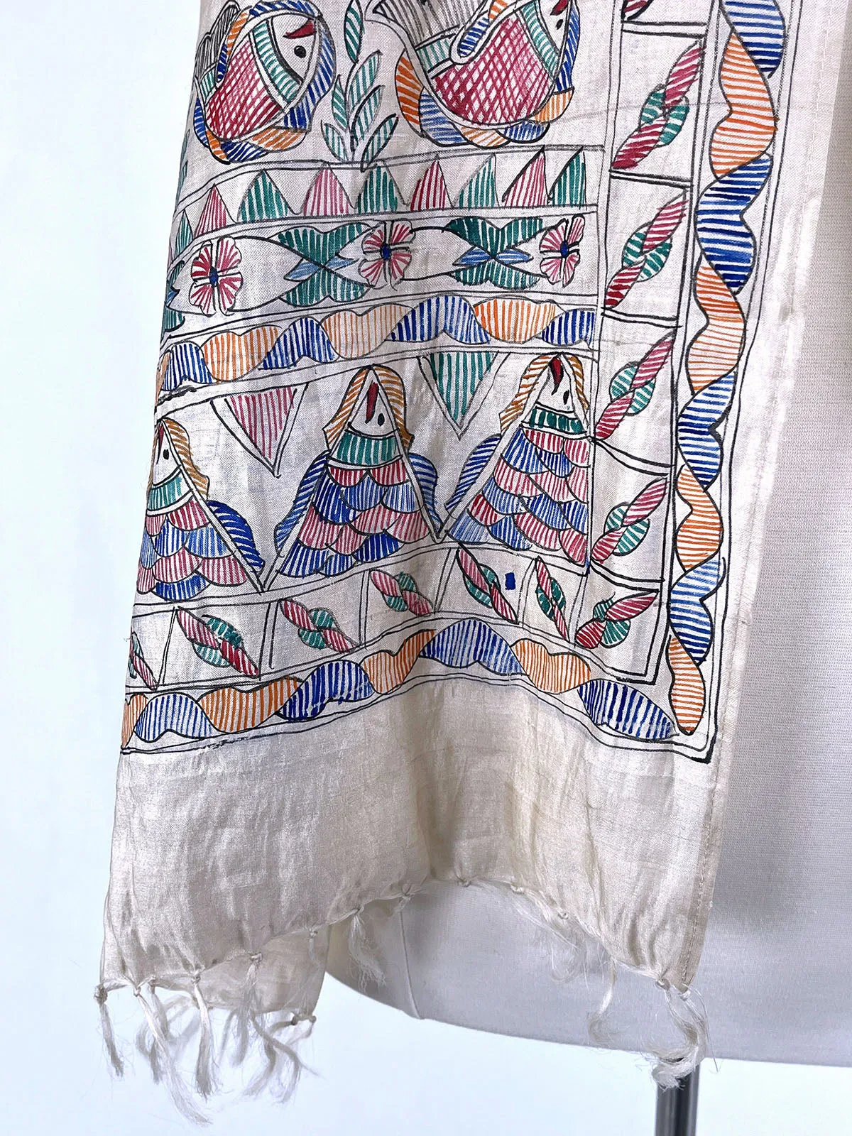 Champgne Multi-Color Silk East Indian Wrap Scarf
