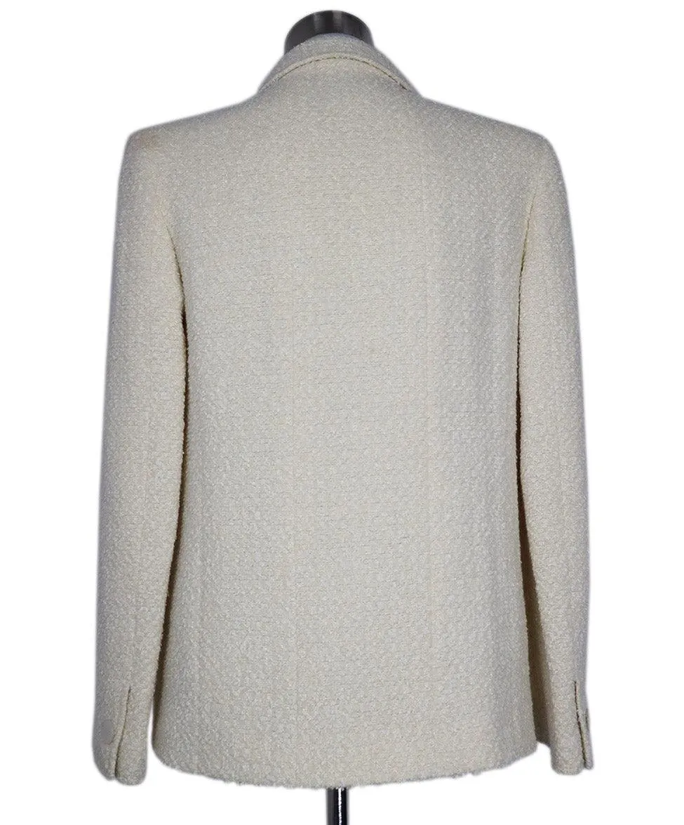 Chanel 1998 Cream & White Tweed Blazer sz 6
