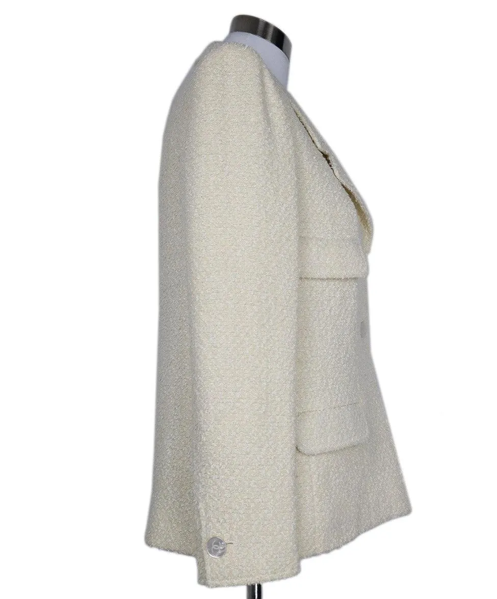 Chanel 1998 Cream & White Tweed Blazer sz 6