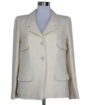 Chanel 1998 Cream & White Tweed Blazer sz 6