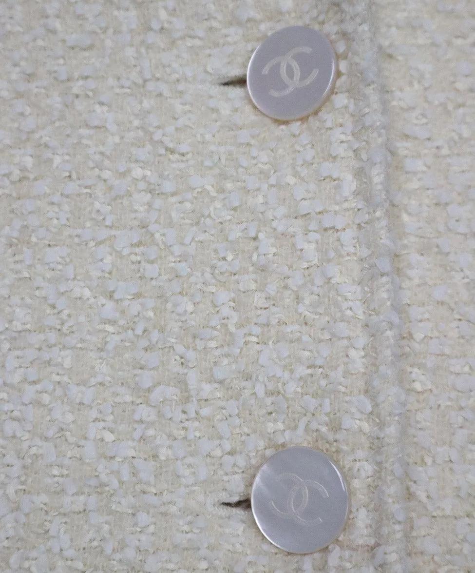 Chanel 1998 Cream & White Tweed Blazer sz 6