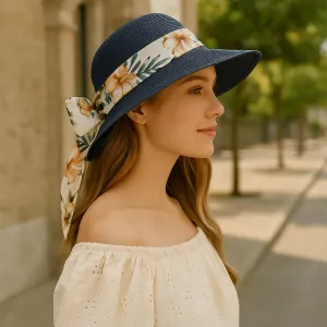 Chapeau de Paille  Larges Bords  Ruban Fleuri Tropical