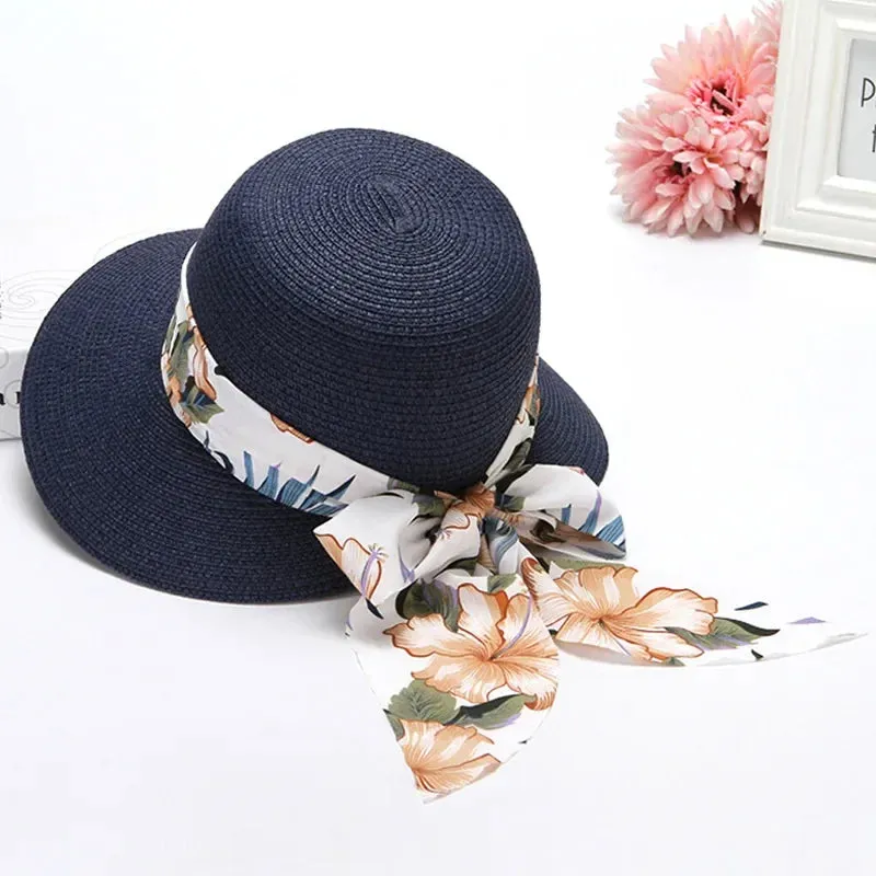Chapeau de Paille  Larges Bords  Ruban Fleuri Tropical