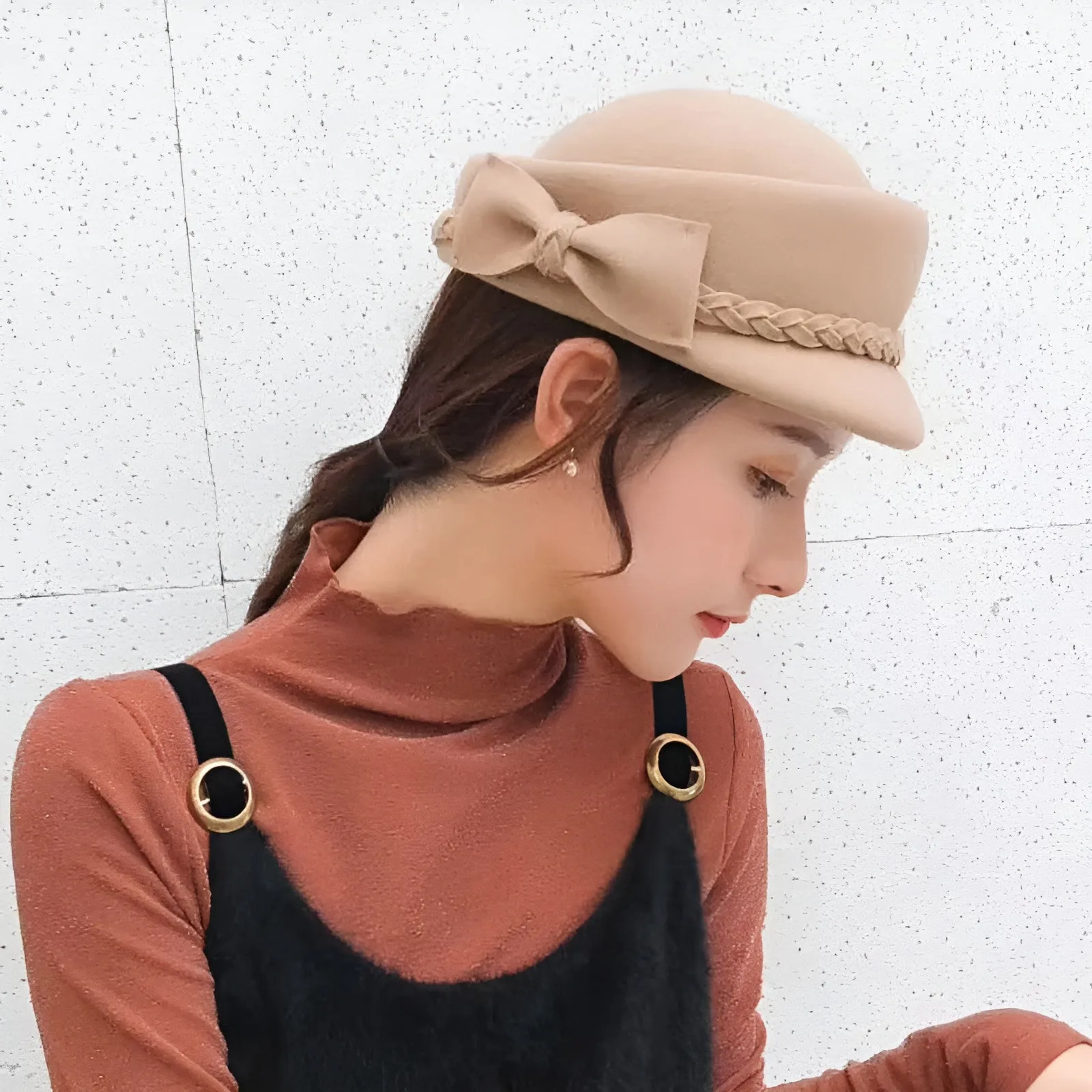 Chapeau en Laine Melon Cloche Femme - Casual