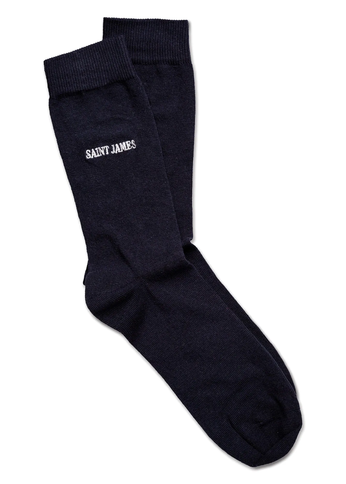 Chaussettes unies brodes - en coton (MARINE)