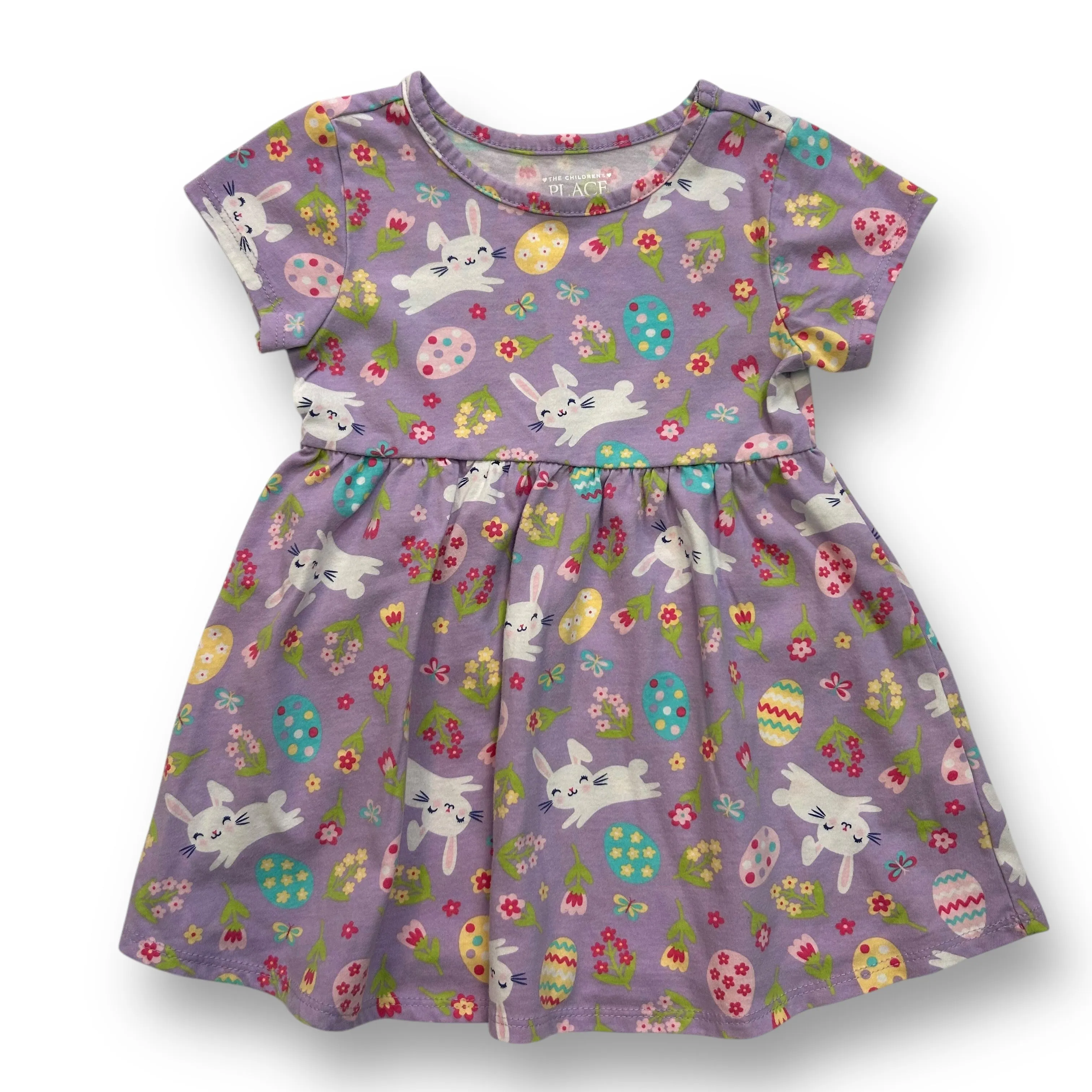 Children's Place Girls Size 2T Easter Bunny Print Soft Knit Twirl Dress