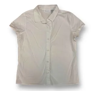 Children's Place Youth Girl Size 10/12 White Short Sleeve Button Down Shirt
