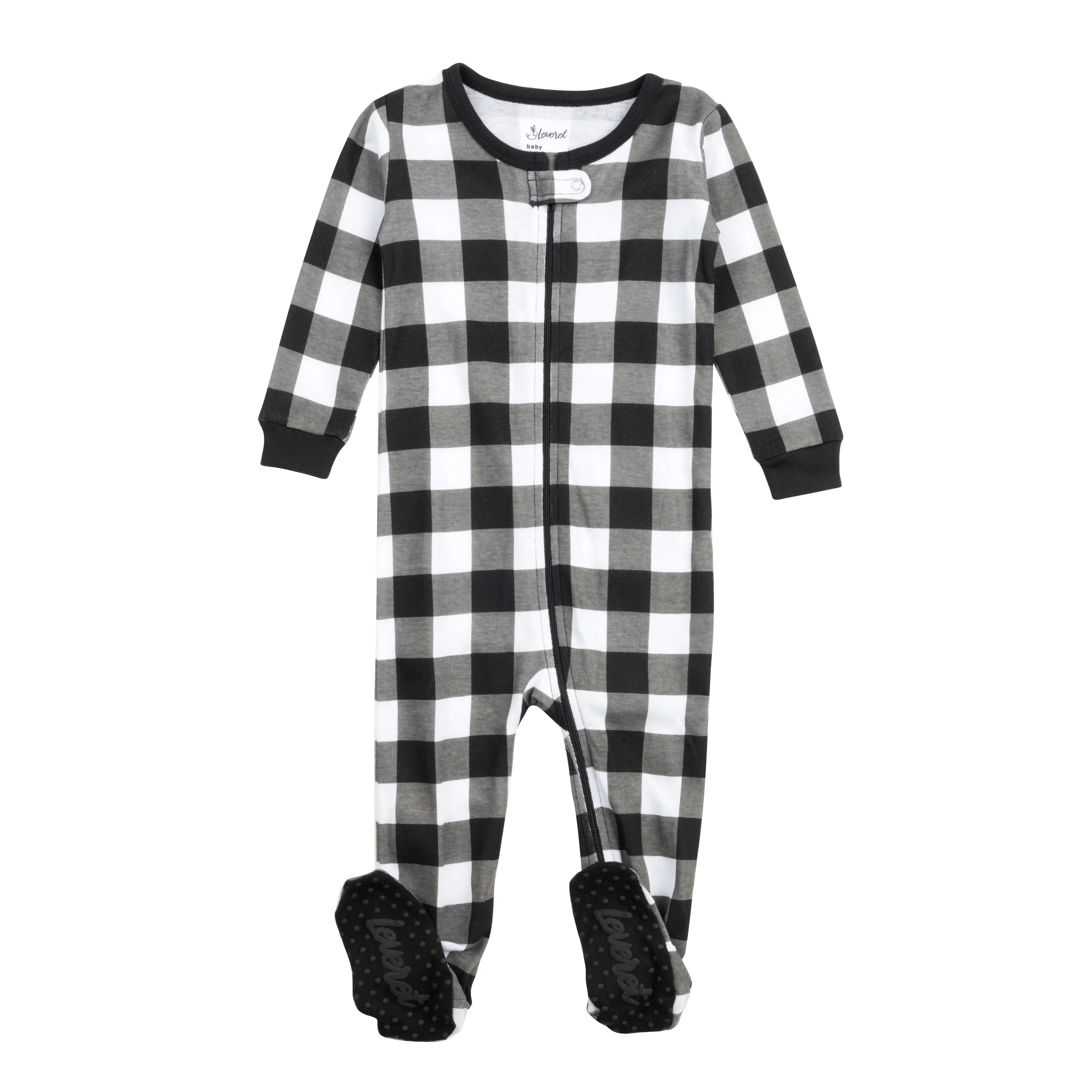 Christmas Kids Footed Cotton Pajamas Plaid