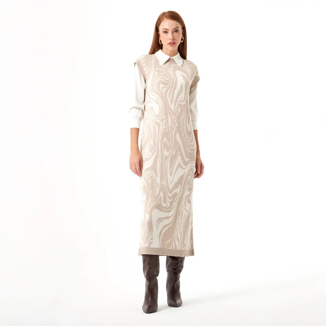 Clearance Price Mizalle - Dress Beige Apparel  Almost Gone!
