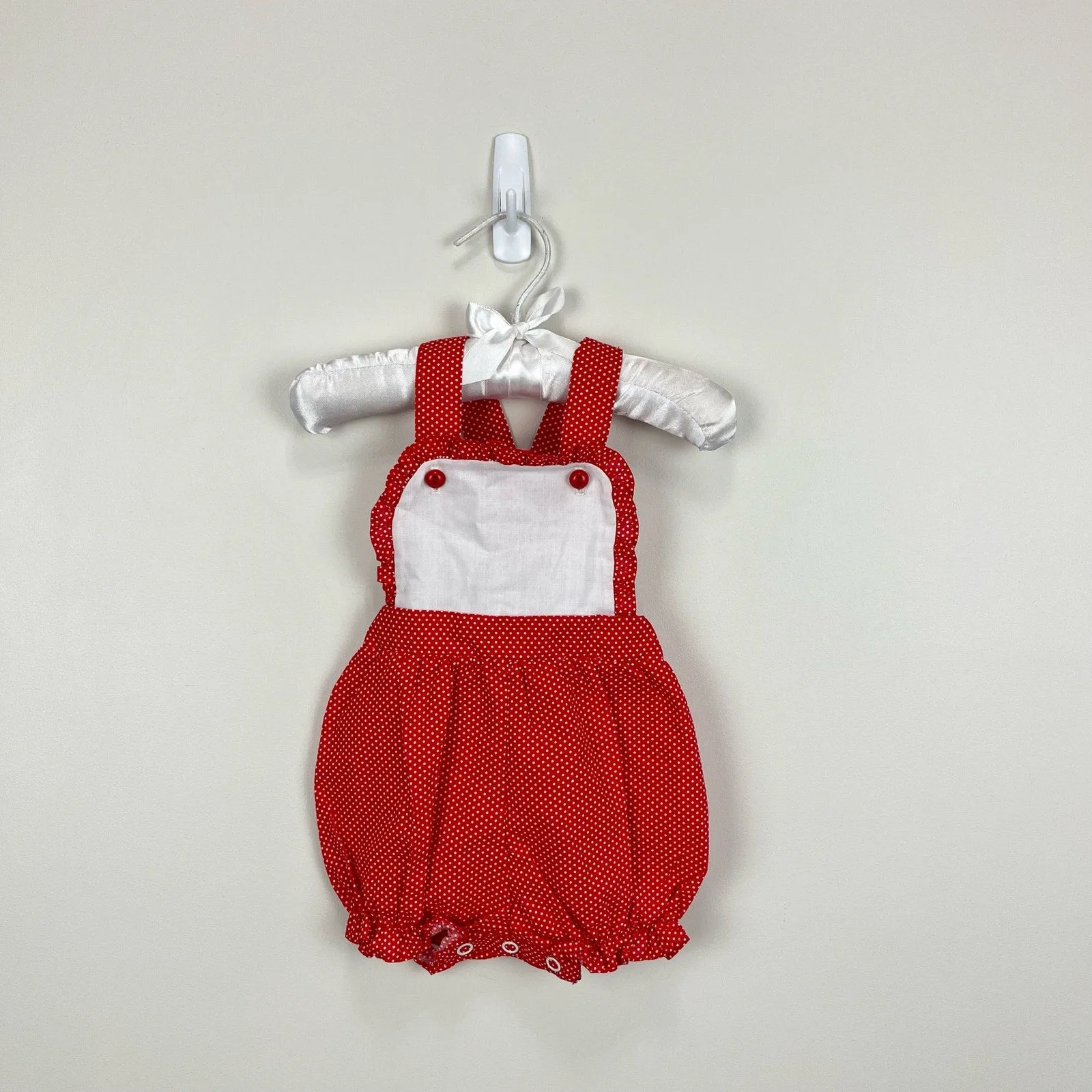 Clearance Price Vintage Red Polka Dot Ruffle Sun Suit Romper 3-6 Months NWT  Almost Gone!
