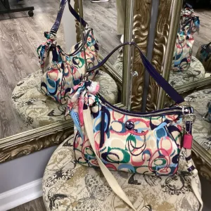 Coach Coach Nylon Water Color Logo HANDBAGS Hobo