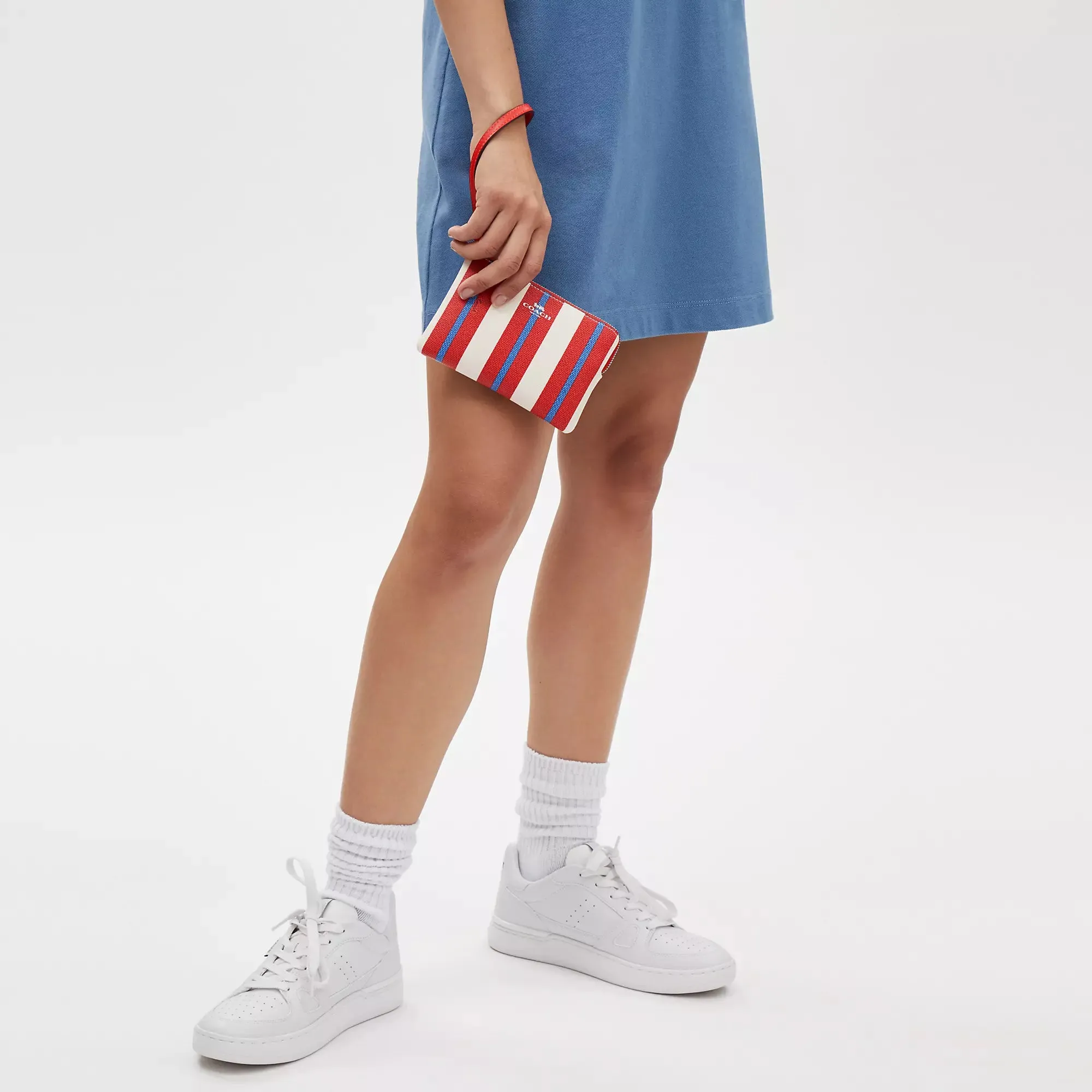 Coach Outlet Corner Zip Wristlet With Stripe Print