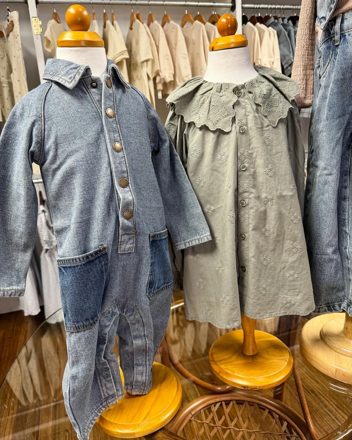 Collared Baby Jumpsuit || Light Washed Denim