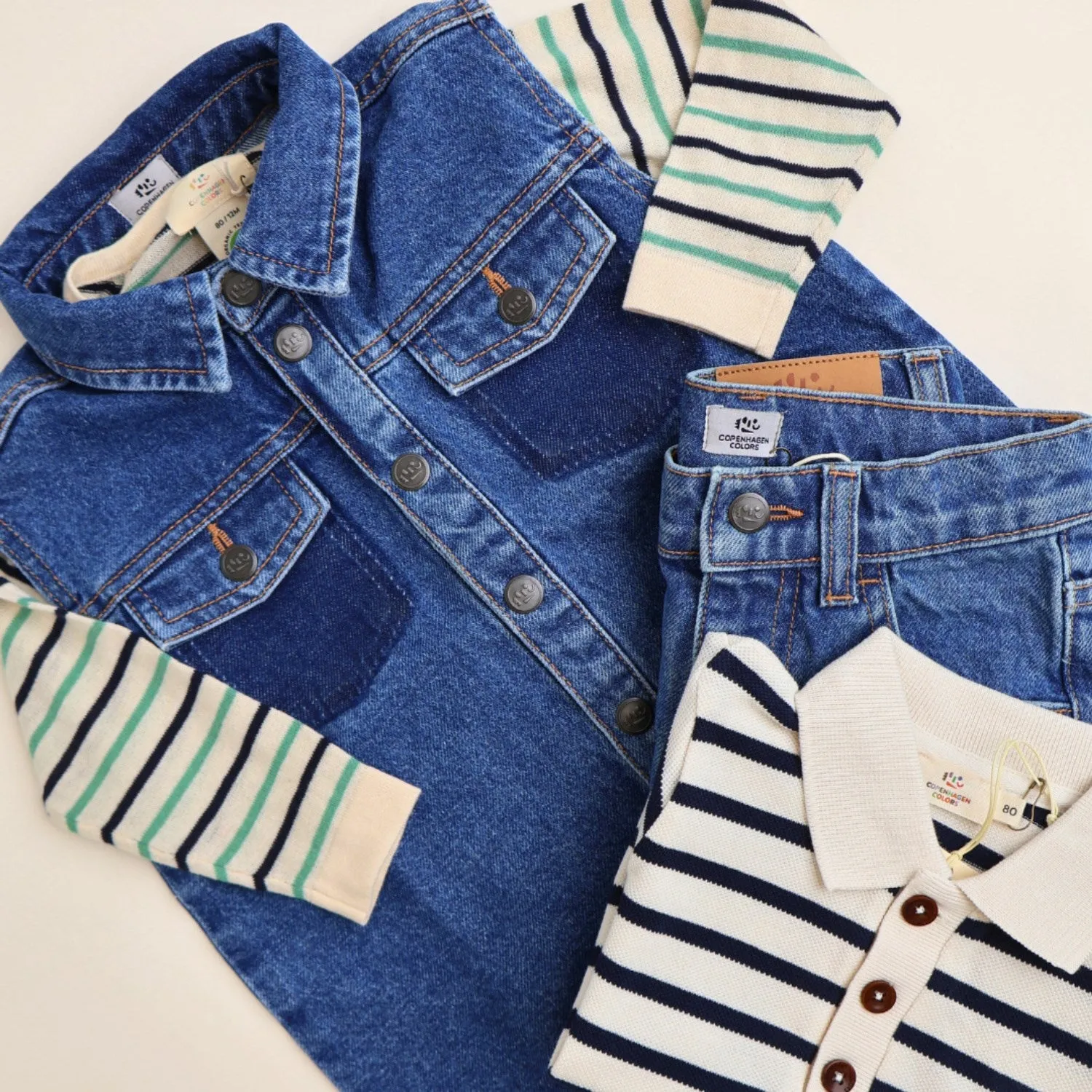 COPENHAGEN COLORS Navy Stripe Pique Stripe Poloshirt