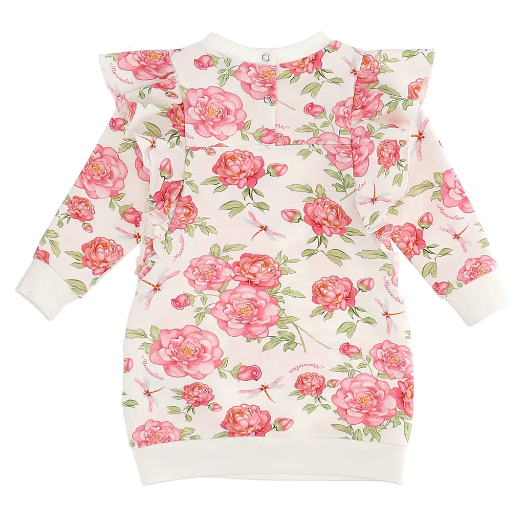 Cream Rose Print Sweater Dress