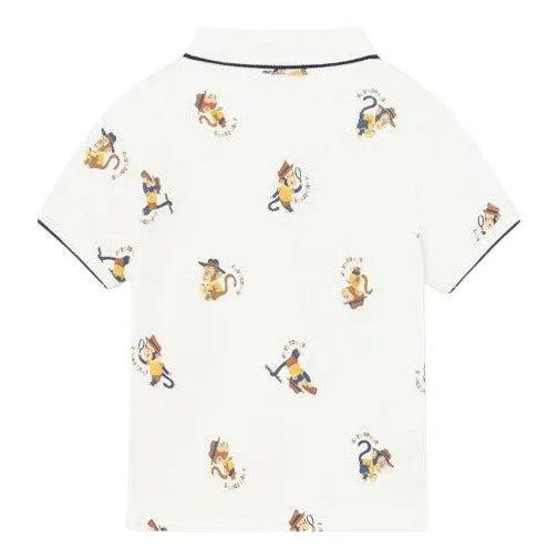 Cream Safari Print Polo