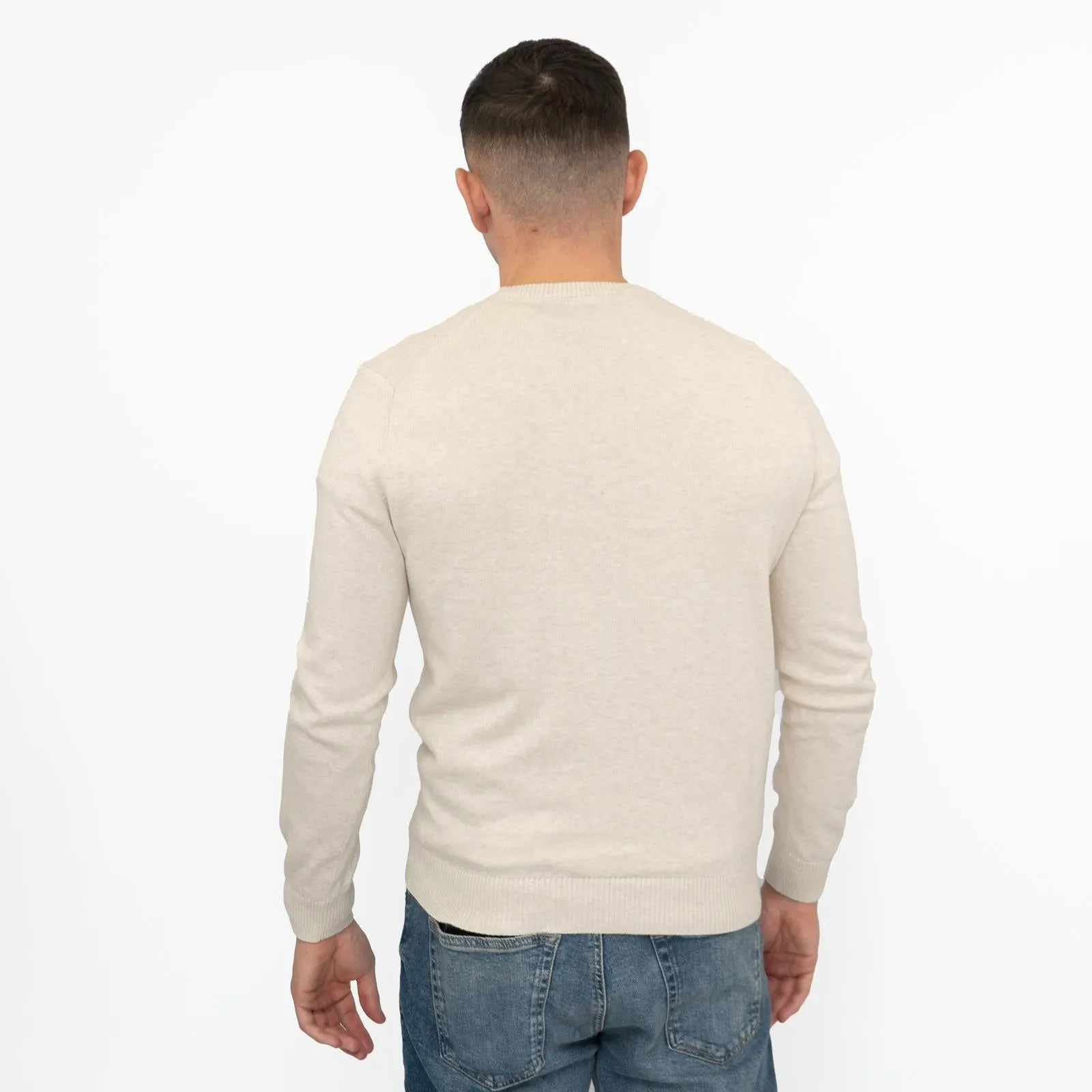 Crew Clothing Mens Knitted Jumper Long Sleeve Beige