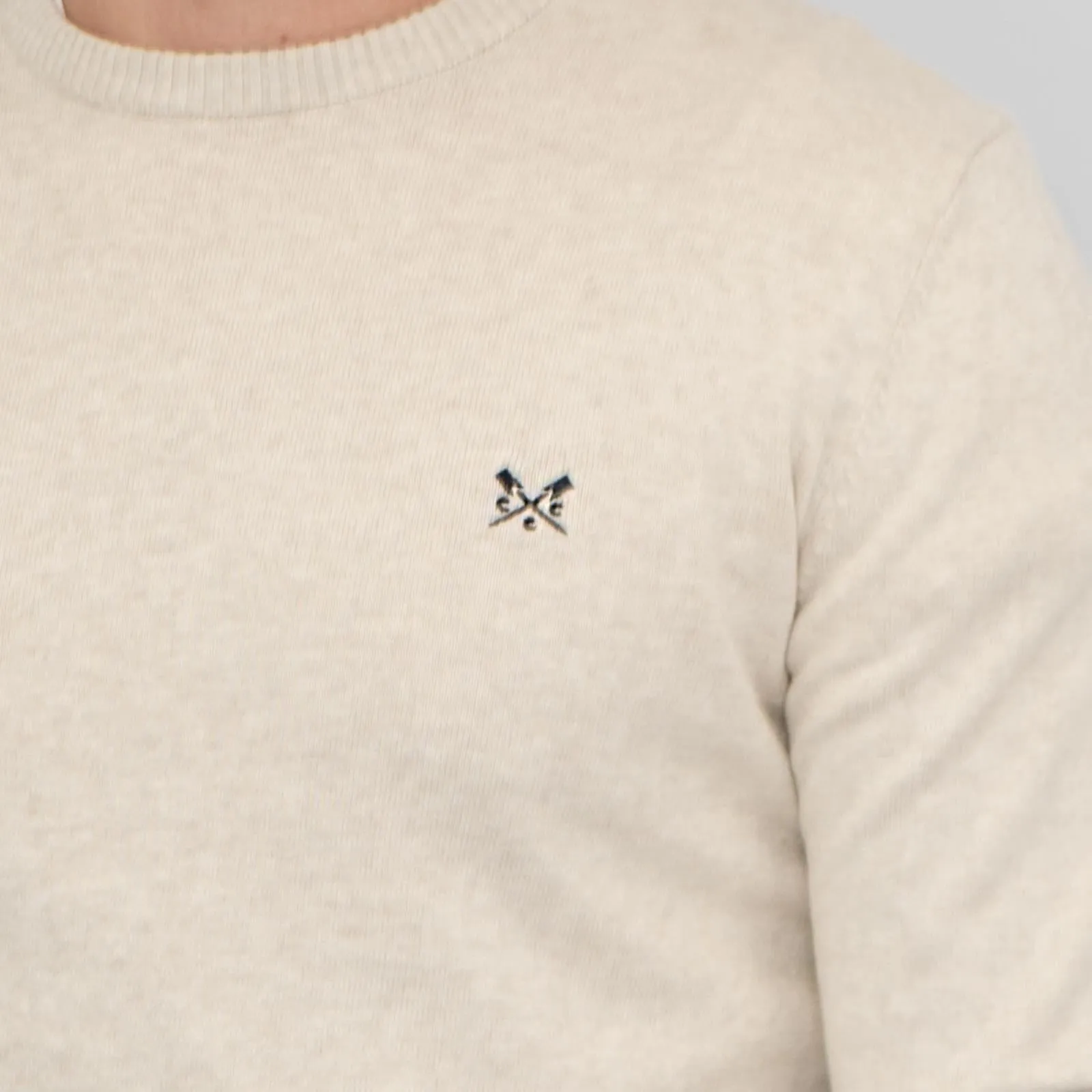 Crew Clothing Mens Knitted Jumper Long Sleeve Beige