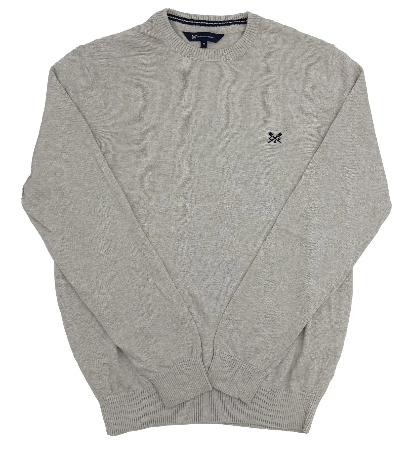 Crew Clothing Mens Knitted Jumper Long Sleeve Beige