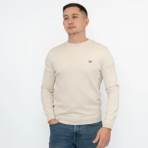 Crew Clothing Mens Knitted Jumper Long Sleeve Beige