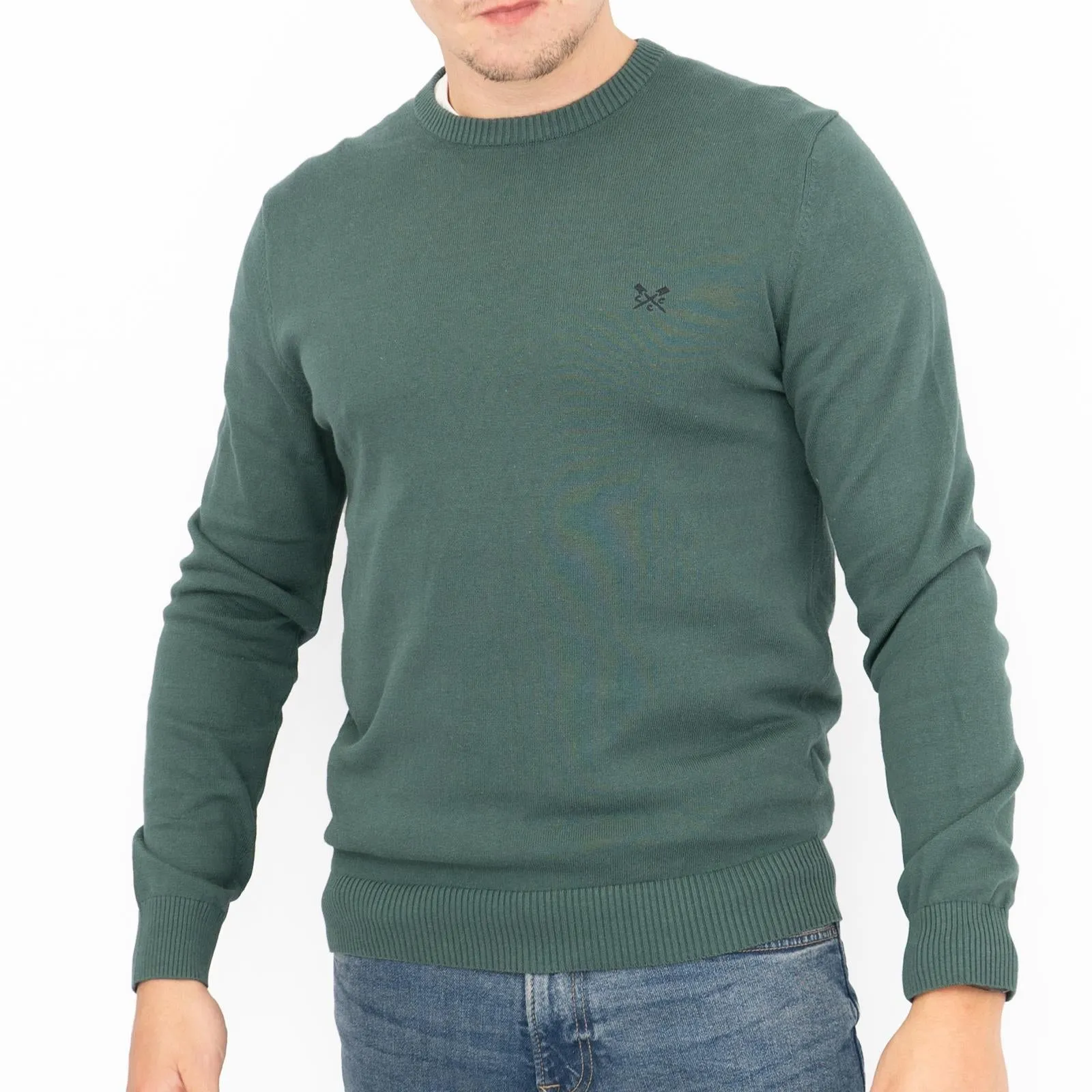 Crew Clothing Mens Knitted Jumper Long Sleeve Emerald Green