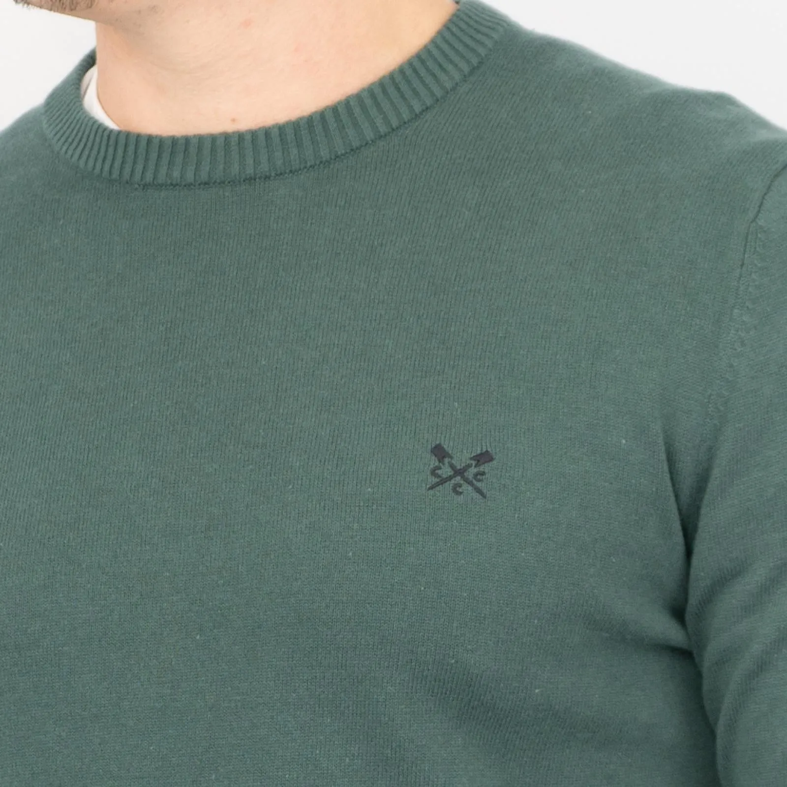 Crew Clothing Mens Knitted Jumper Long Sleeve Emerald Green
