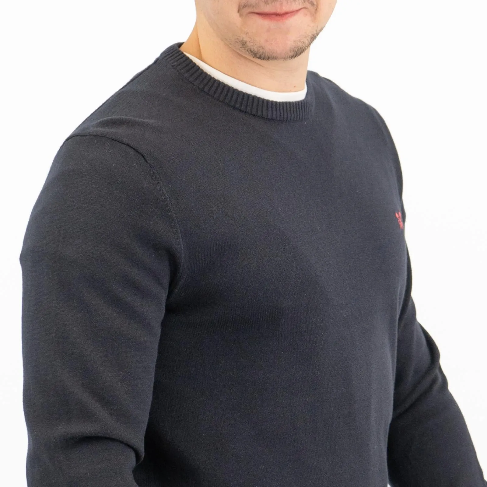 Crew Clothing Mens Knitted Jumper Long Sleeve Navy