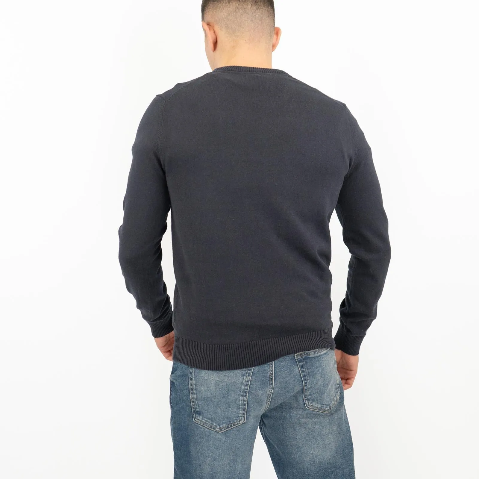 Crew Clothing Mens Knitted Jumper Long Sleeve Navy