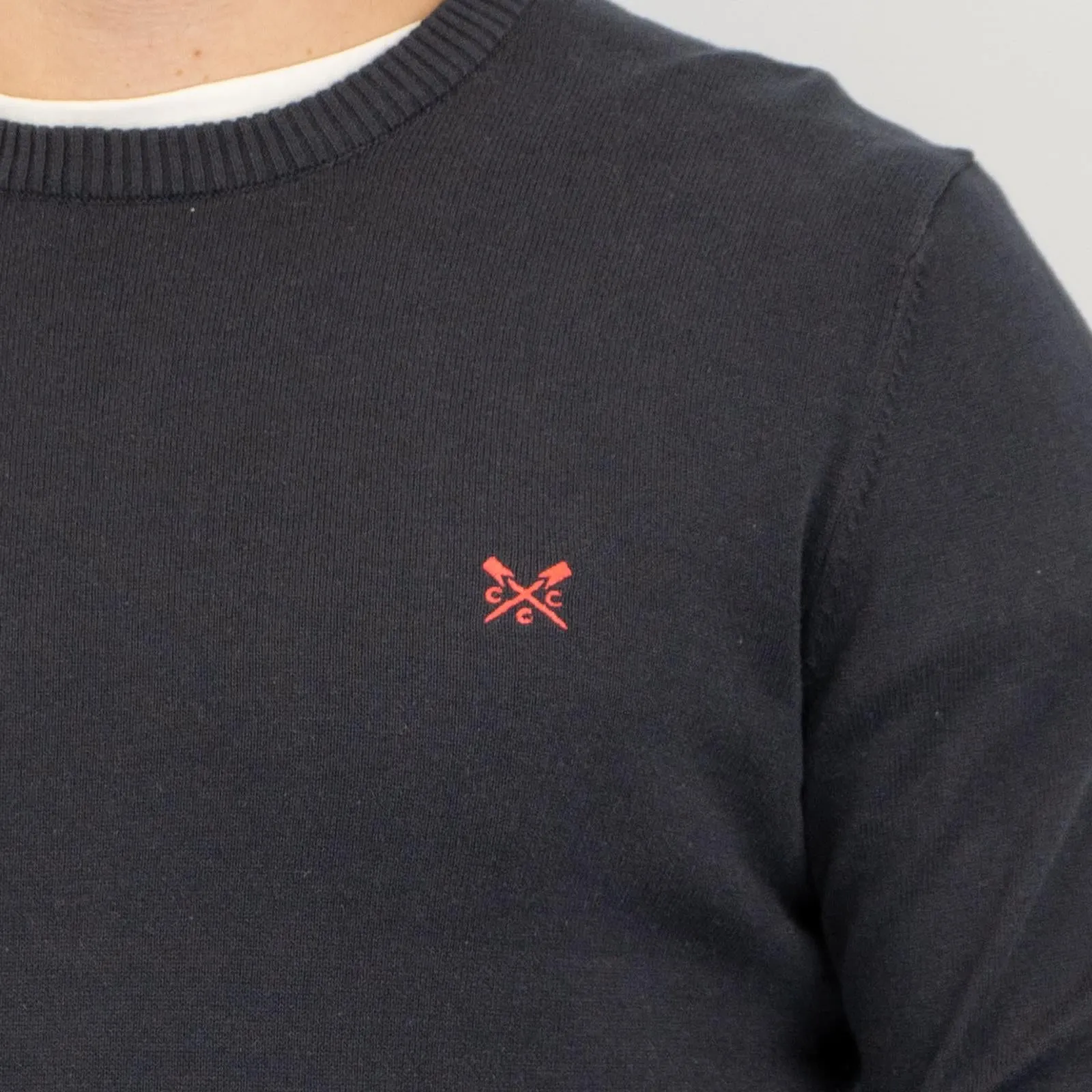 Crew Clothing Mens Knitted Jumper Long Sleeve Navy