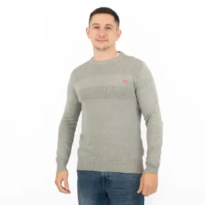 Crew Clothing Mens Rib Knitted Jumper Long Sleeve Light Grey