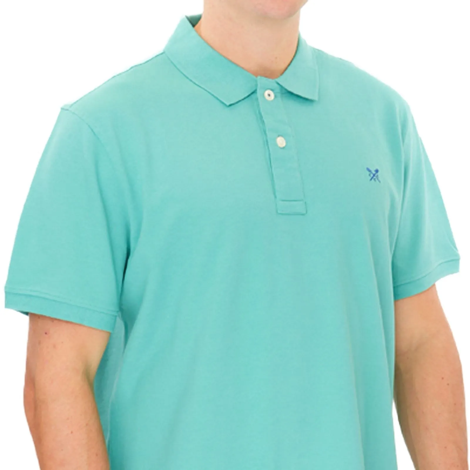 Crew Clothing Polo Shirt Classic Pique Cotton Aqua Green
