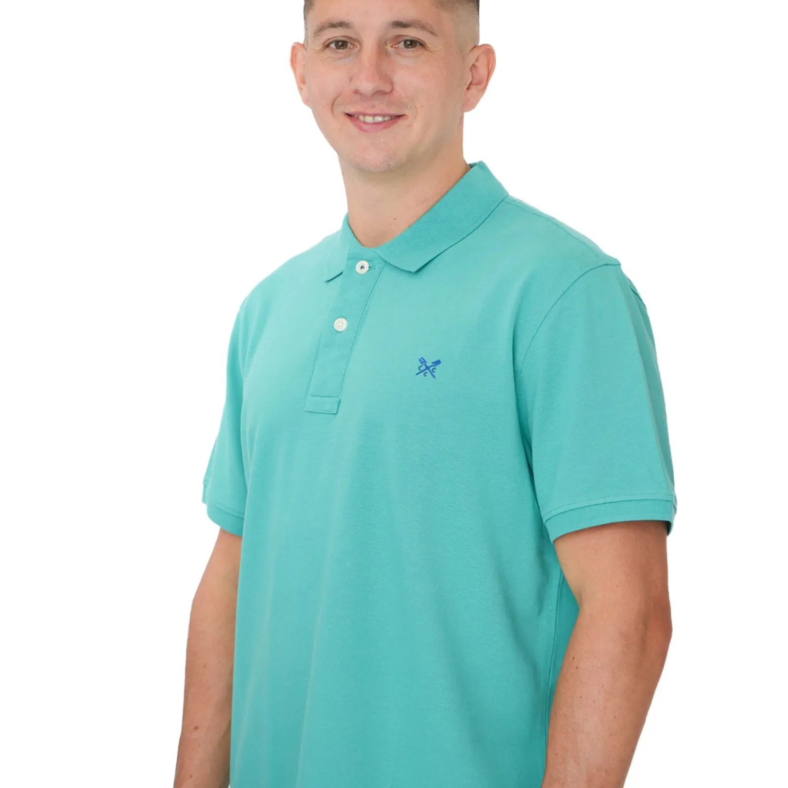 Crew Clothing Polo Shirt Classic Pique Cotton Aqua Green