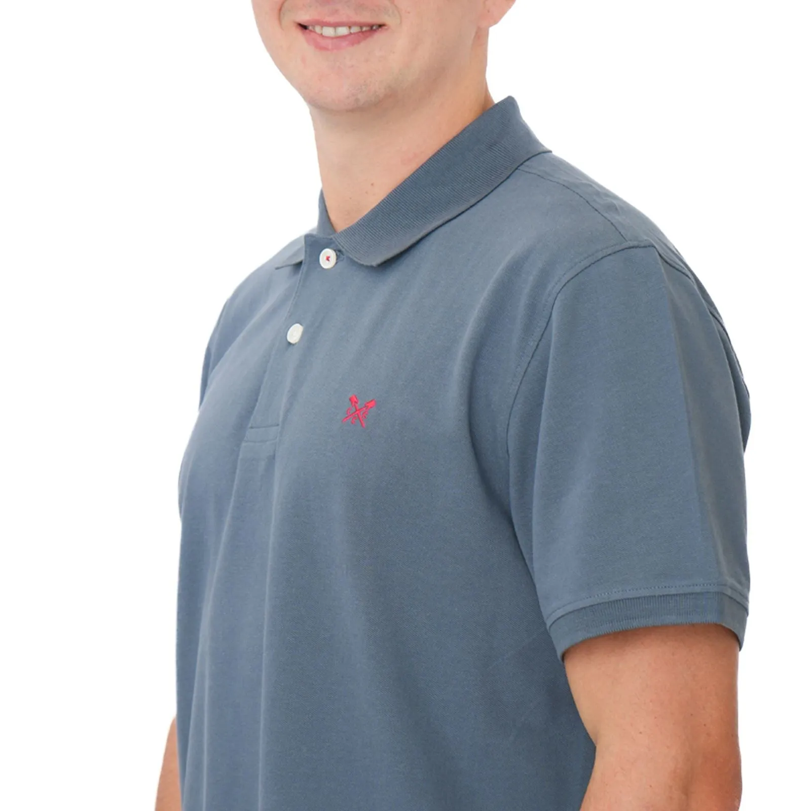 Crew Clothing Polo Shirt Classic Pique Cotton Charcoal Greyish Blue